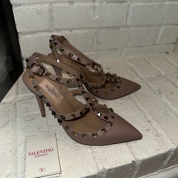 Valentino Women's Studded Tan Heels - Picture 6 of 8